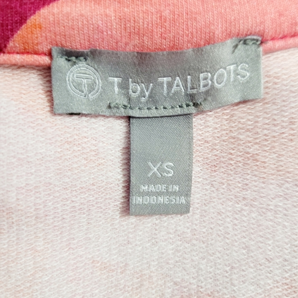 Talbots Size XS 1/4 Zip Pullover Pink Orange Floral Stretch Top Pockets Golf - Picture 13 of 14
